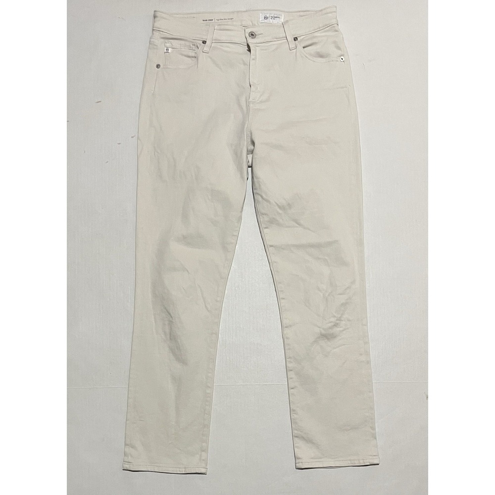 Adriano Goldschmied Womens Size 32 X 28 Beige Mari Crop High Rise Slim Straight‎
